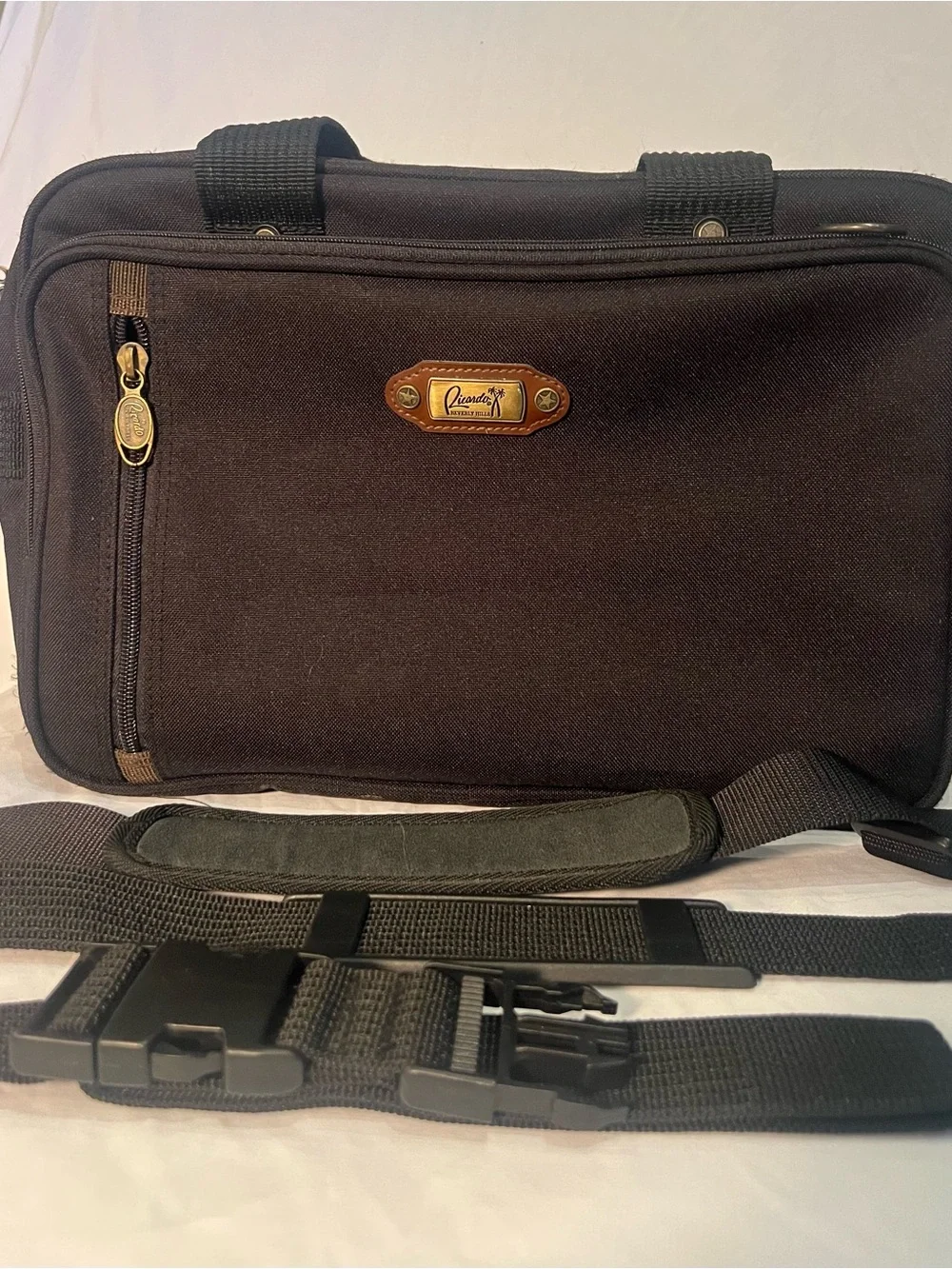 Vintage Ricardo Beverly Hills Black Briefcase Laptop Bag with shoulder straps